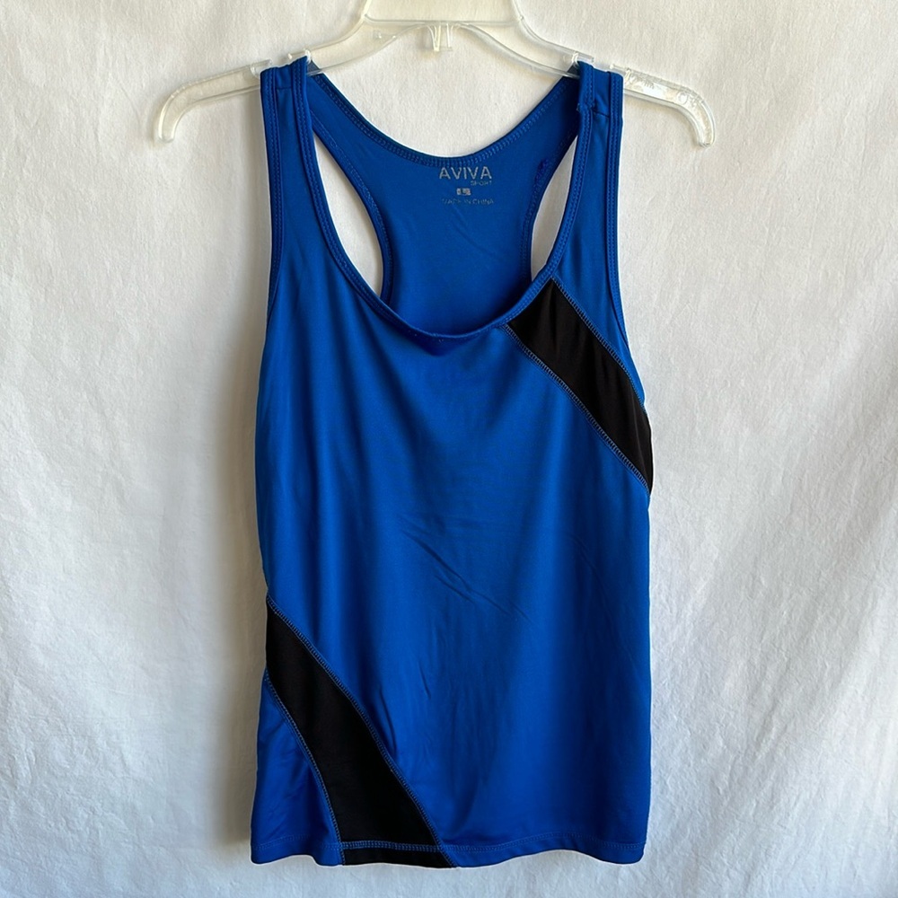 Aviva Sport blue and black workout tank top, size L